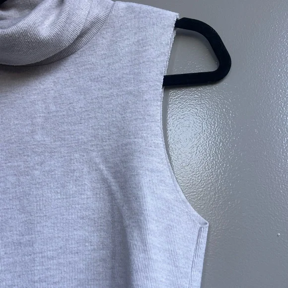 Zara Grey Sleeveless Turtleneck Knit Top Minimalist Summer Office Chic Size S - Picture 11 of 13